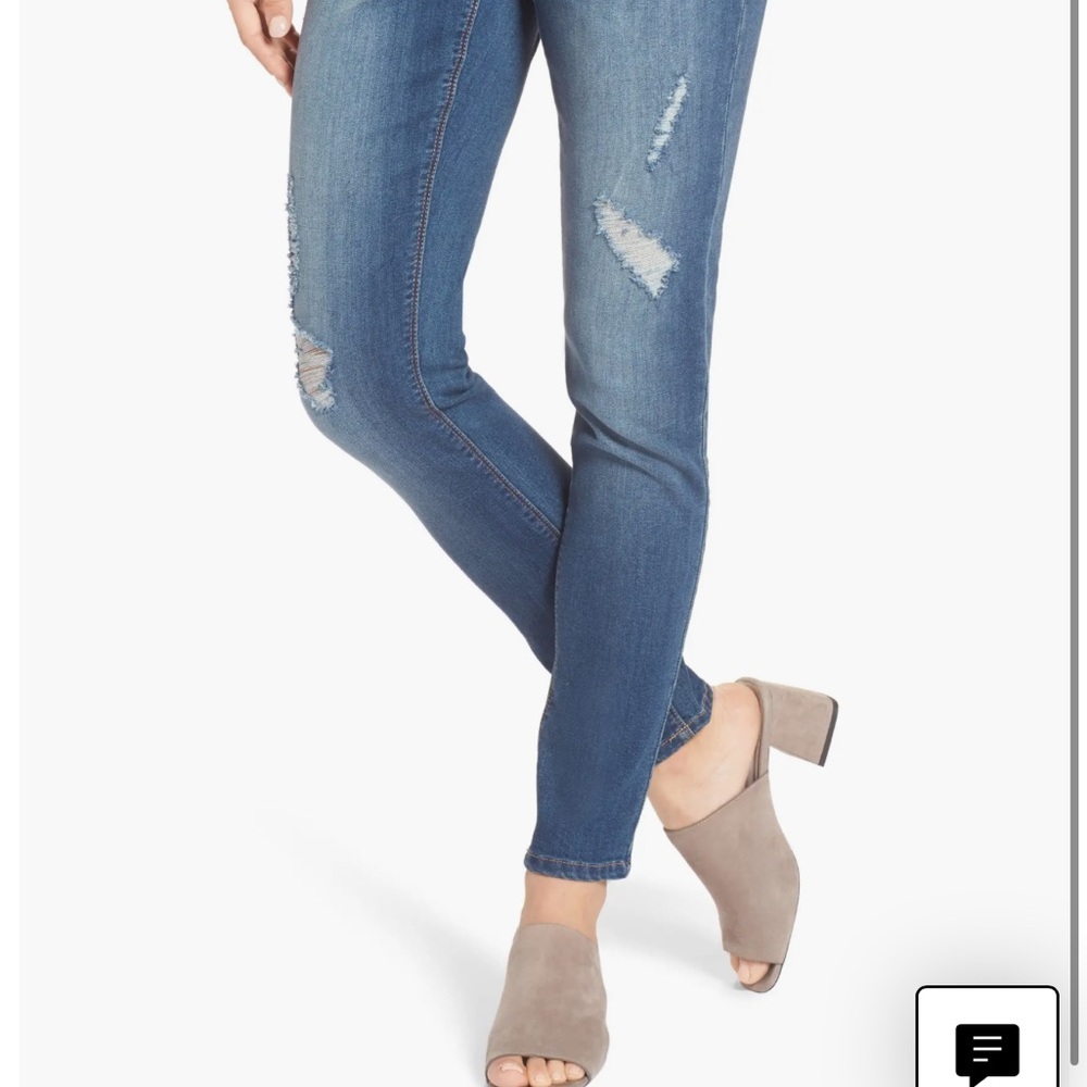 1822 Denim Women's Maternity Distressed Skinny Jeans in Blue